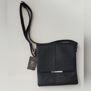 NWT Double Compartment  Vegan Leather Casual Handbag Shoulder / Crossbody Bag